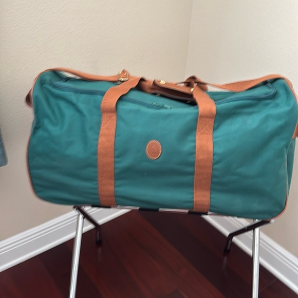 VTG POLO RALPH LAUREN Duffel Travel Luggage Bags Rolling Wheels Green Canvas